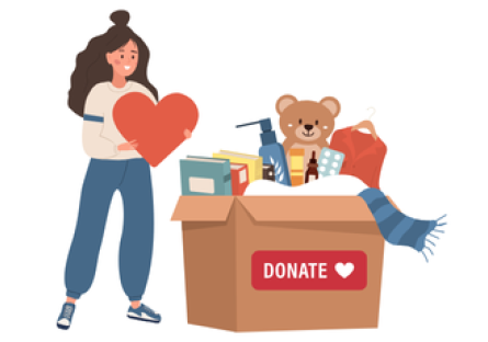 Woman with a donation box